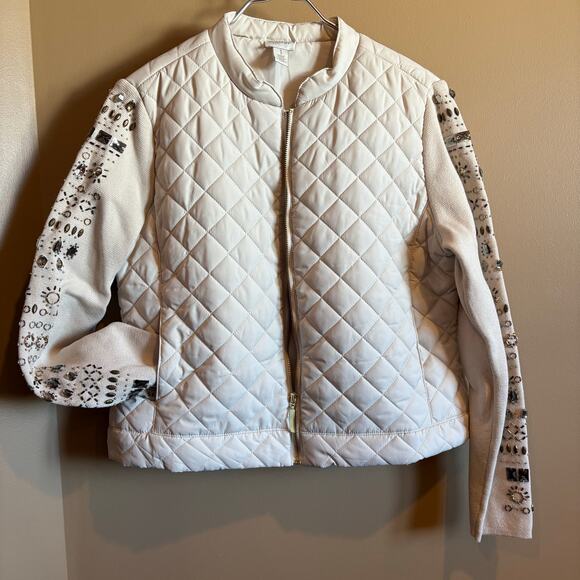 Zenergy by Chico's Jackets & Blazers - Zenergy By Chico’s Women’s Long Sleeve zip Up Quilted Jacket Size 1 In Ivory